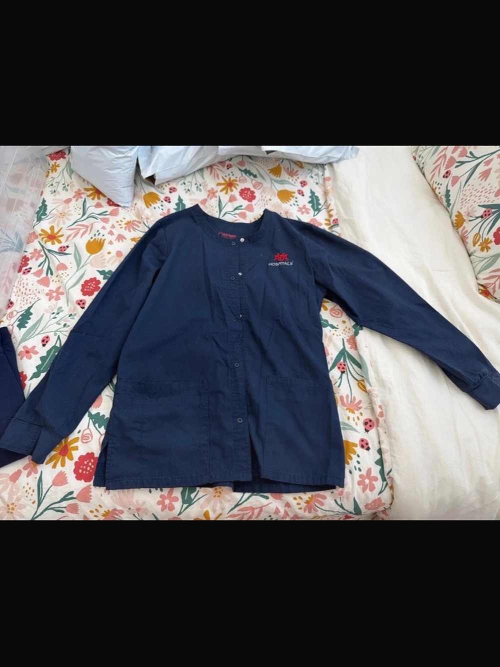Navy Medical Scrub Jacket with UNMH logo